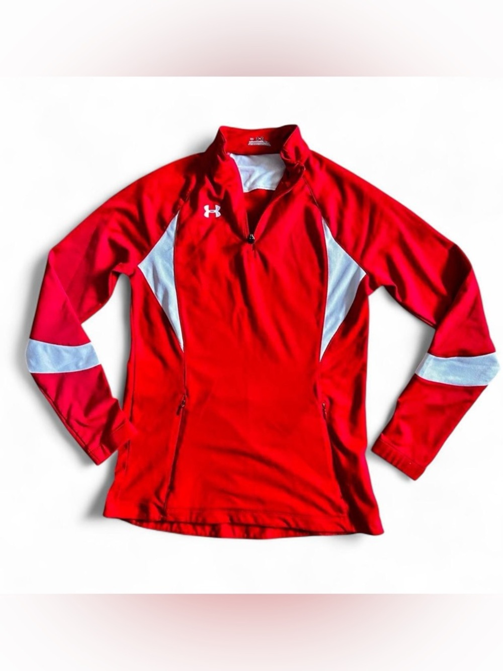 Under Armour Red and White Athletic Pullover Top